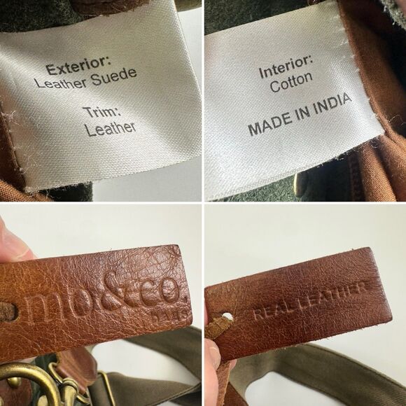 Mo And Co Bags Green Suede Crossbody Leather Messenger Purse Flap Pocket Quality - Picture 15 of 15